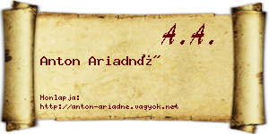 Anton Ariadné névjegykártya